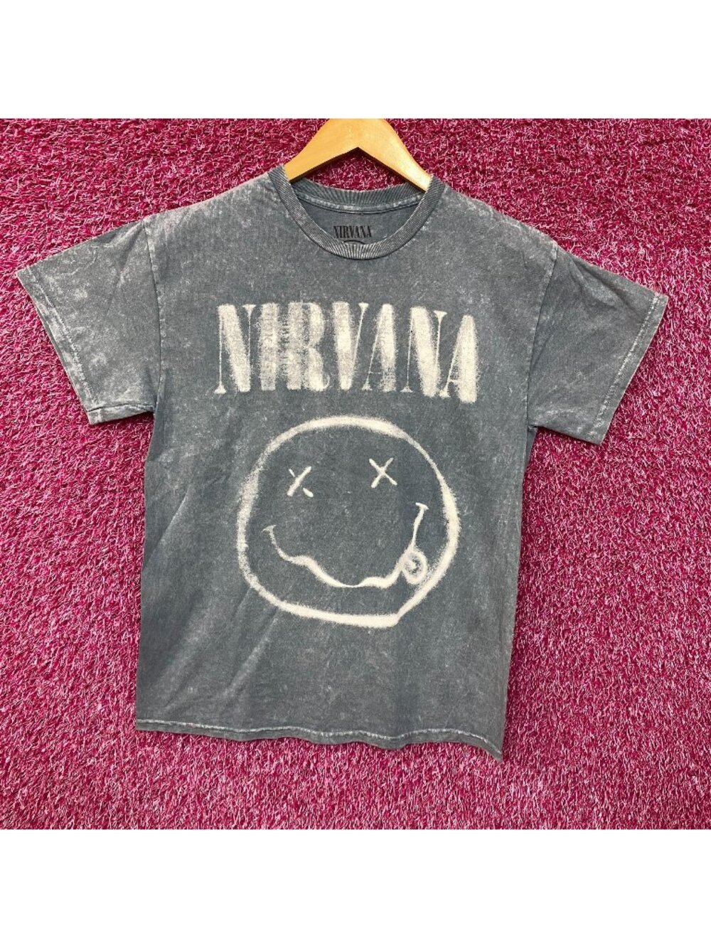 Nirvana Nevermind Dead Smiley Gray T-Shirt Medium